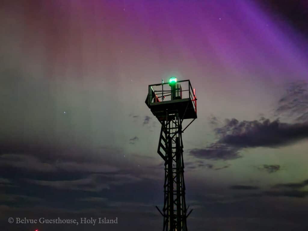 Holy Island Aurora, May 2024, navigation beacon