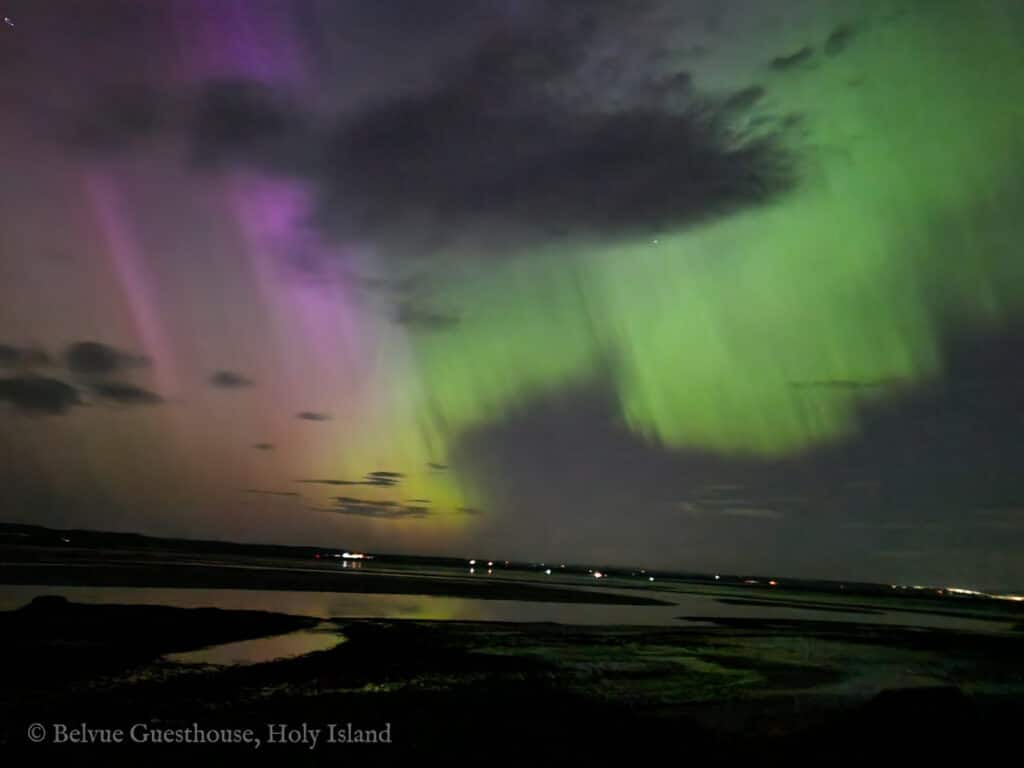 Holy Island Aurora, May 2024, colours in the sky over Berwick upon Tweed